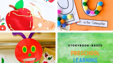 Storybook-Based Preschool Learning Activity Guide for ‘The Very Hungry Caterpillar Storybook-based preschool learning activities for 'The Very Hungry Caterpillar' featuring crafts, counting printables, and educational resources.